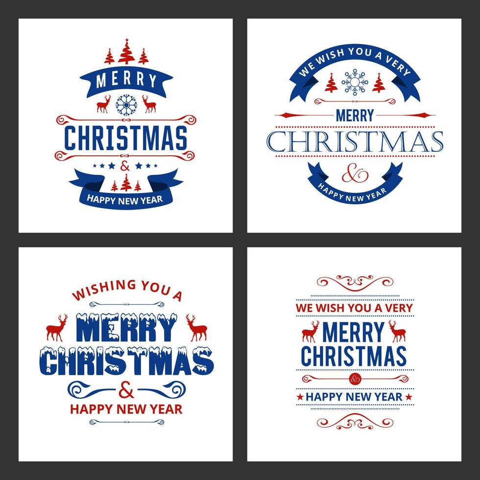 Merry Christmas typography set vector