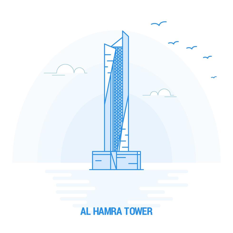 al hamra tower blue landmark fondo creativo y plantilla de póster vector