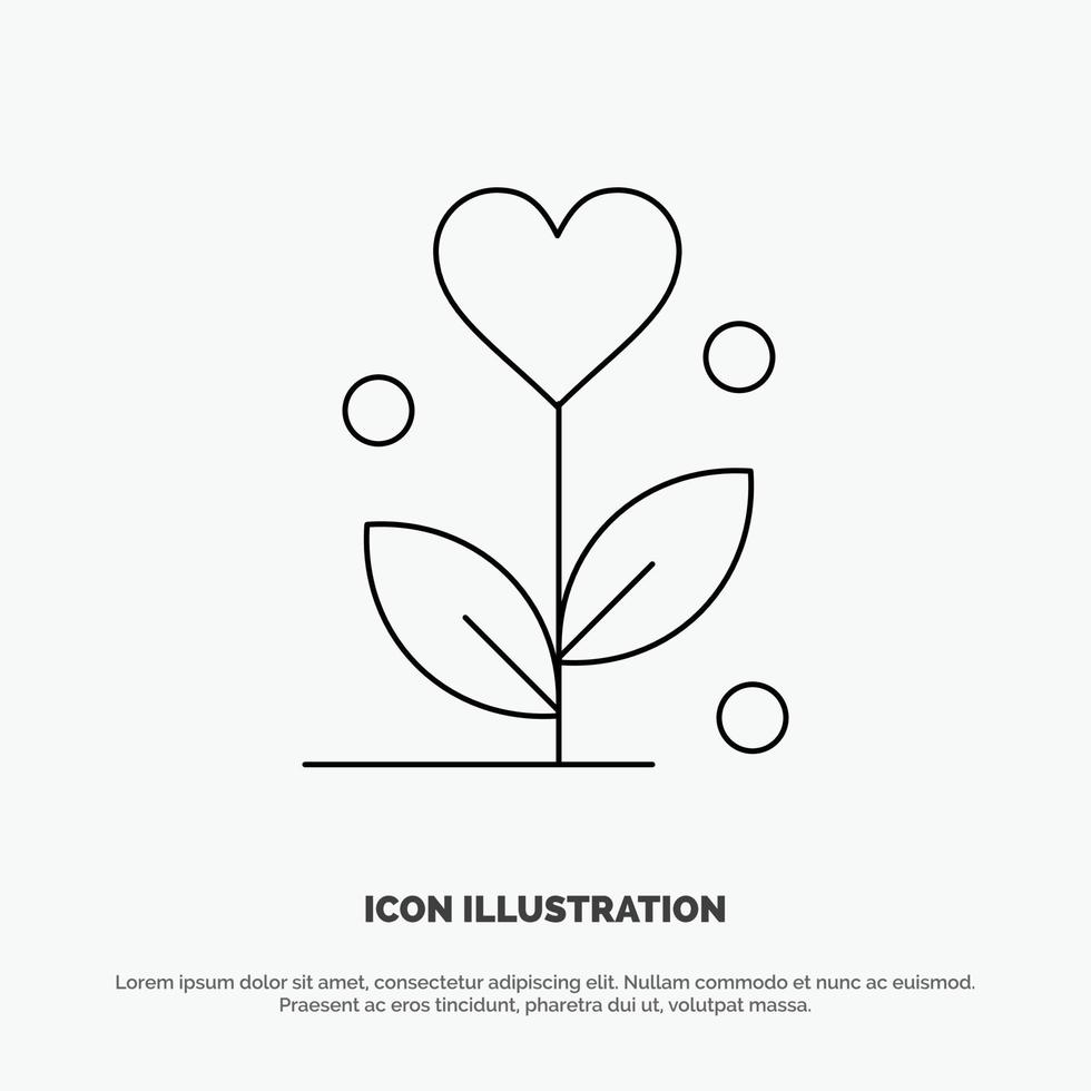 Love Flower Wedding Heart Line Icon Vector