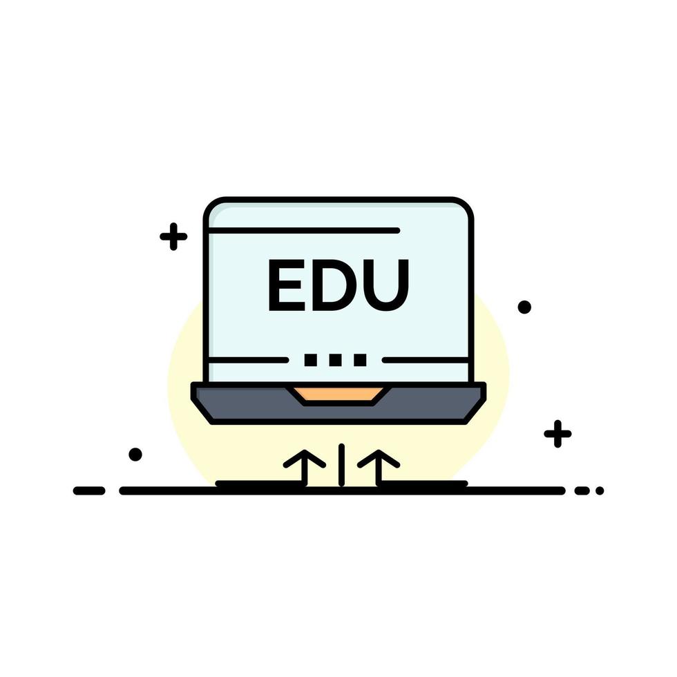 portátil hardware flecha educación negocio línea plana icono vector banner plantilla