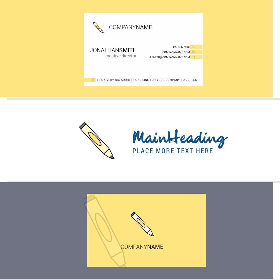 Beautiful Marker Logo and business card vertical Design Vector