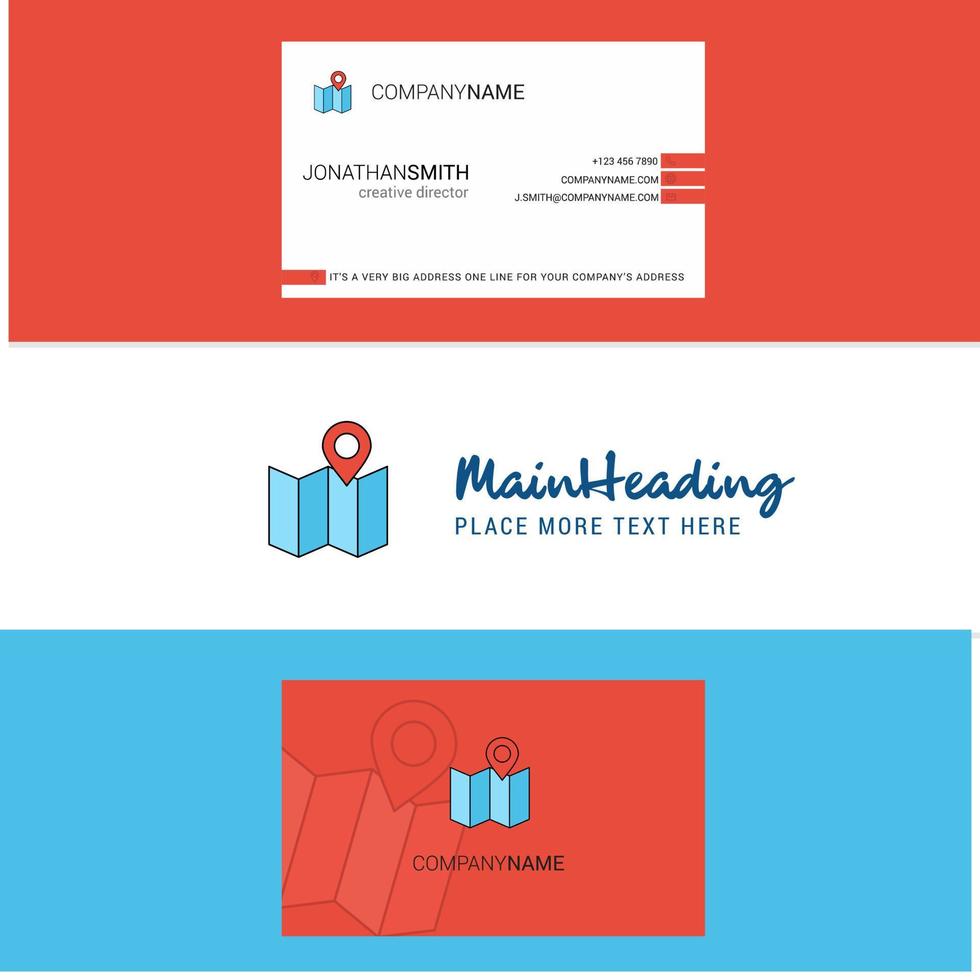 Beautiful Map Logo and business card vertical Design Vector