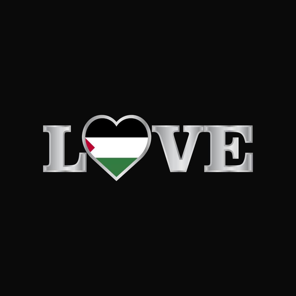 Love typography with Palestine flag design vector