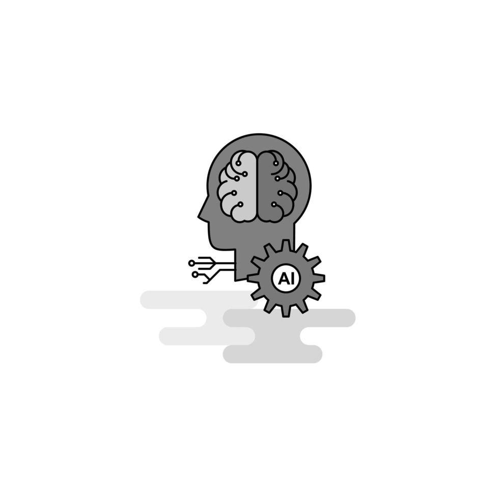 Artificial intelligence Web Icon Flat Line Filled Gray Icon Vector