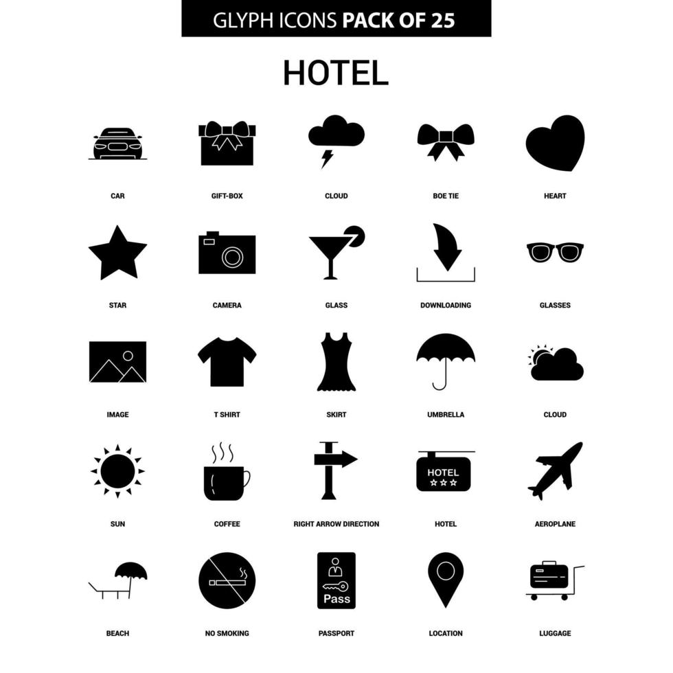 conjunto de iconos de vector de glifo de hotel