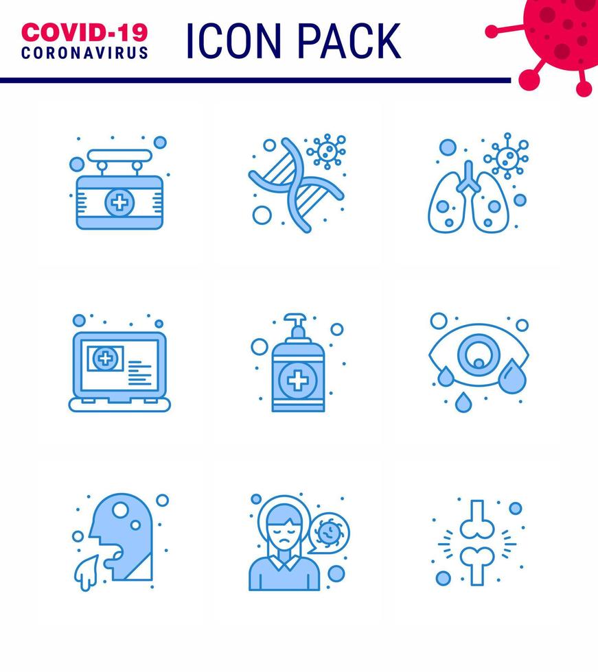 Covid19 Protection CoronaVirus Pendamic 9 Blue icon set such as soap appointment virus question medical viral coronavirus 2019nov disease Vector Design Elements