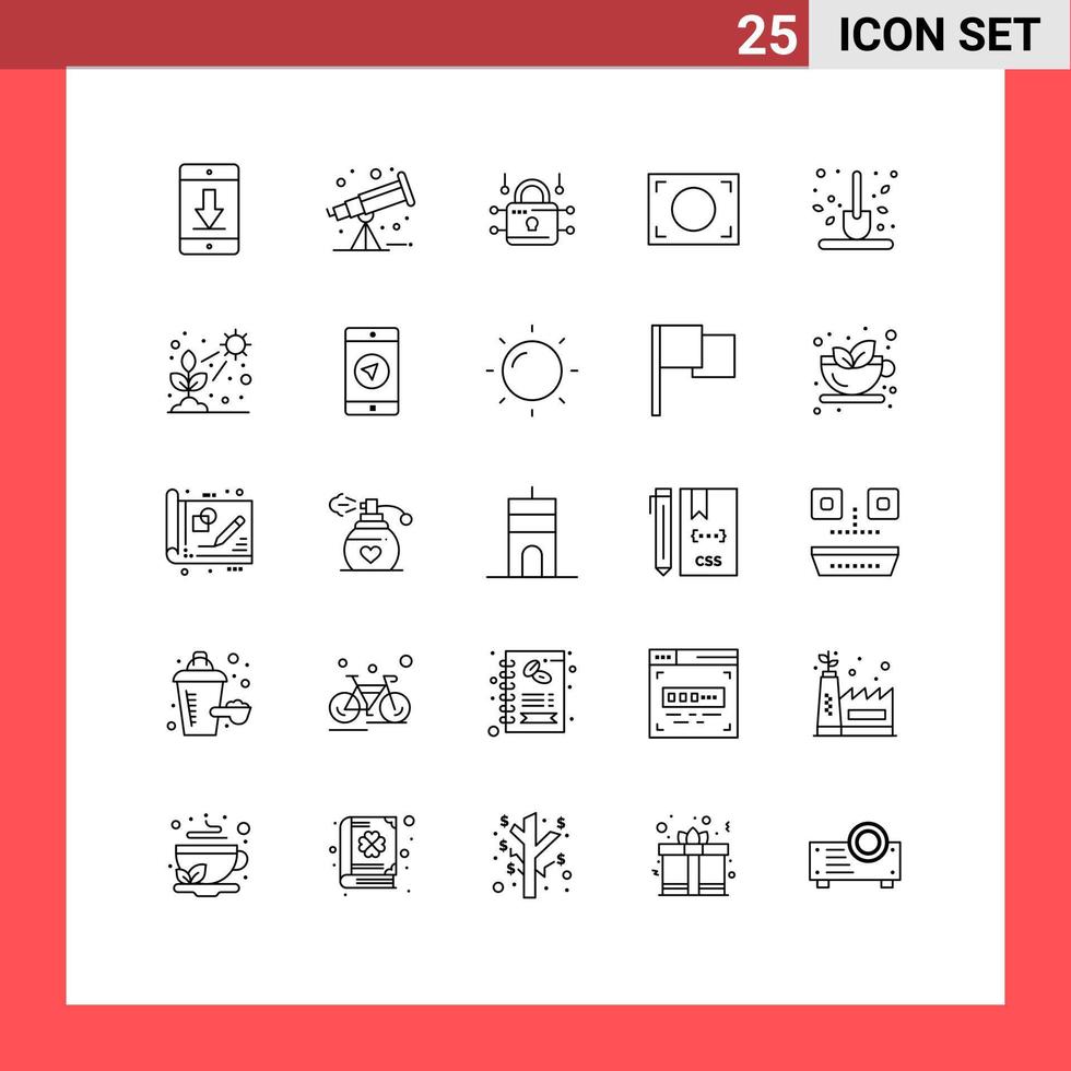 Pictogram Set of 25 Simple Lines of gardening autumn louck photo focus Editable Vector Design Elements