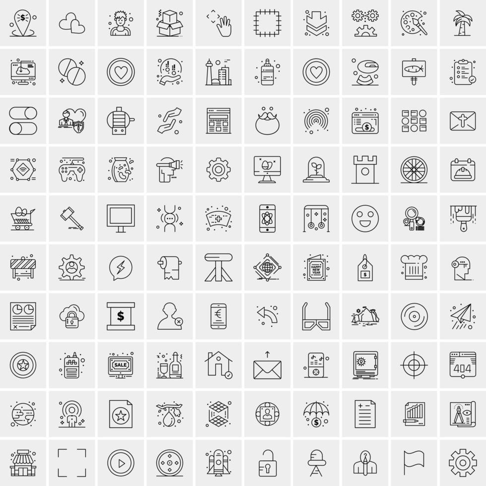 Pack of 100 Universal Line Icons for Mobile and Web vector