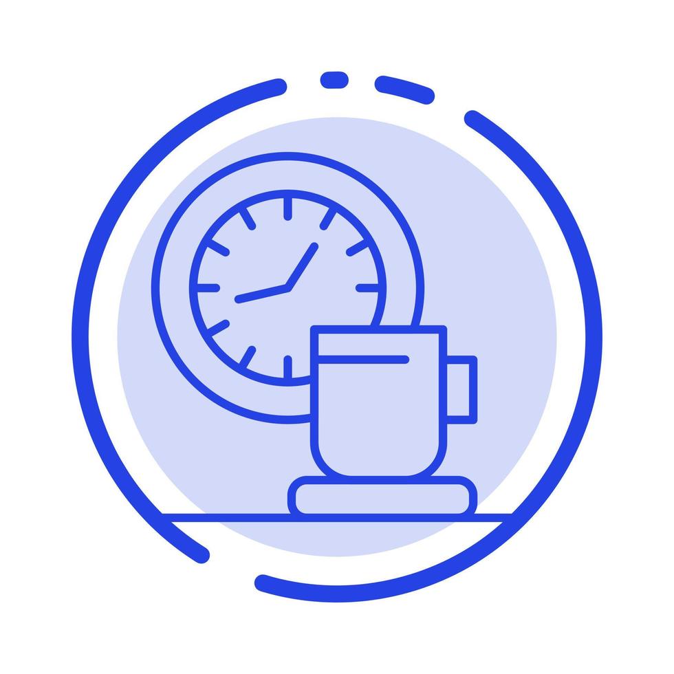 Coffee Break Cup Time Event Blue Dotted Line Line Icon vector