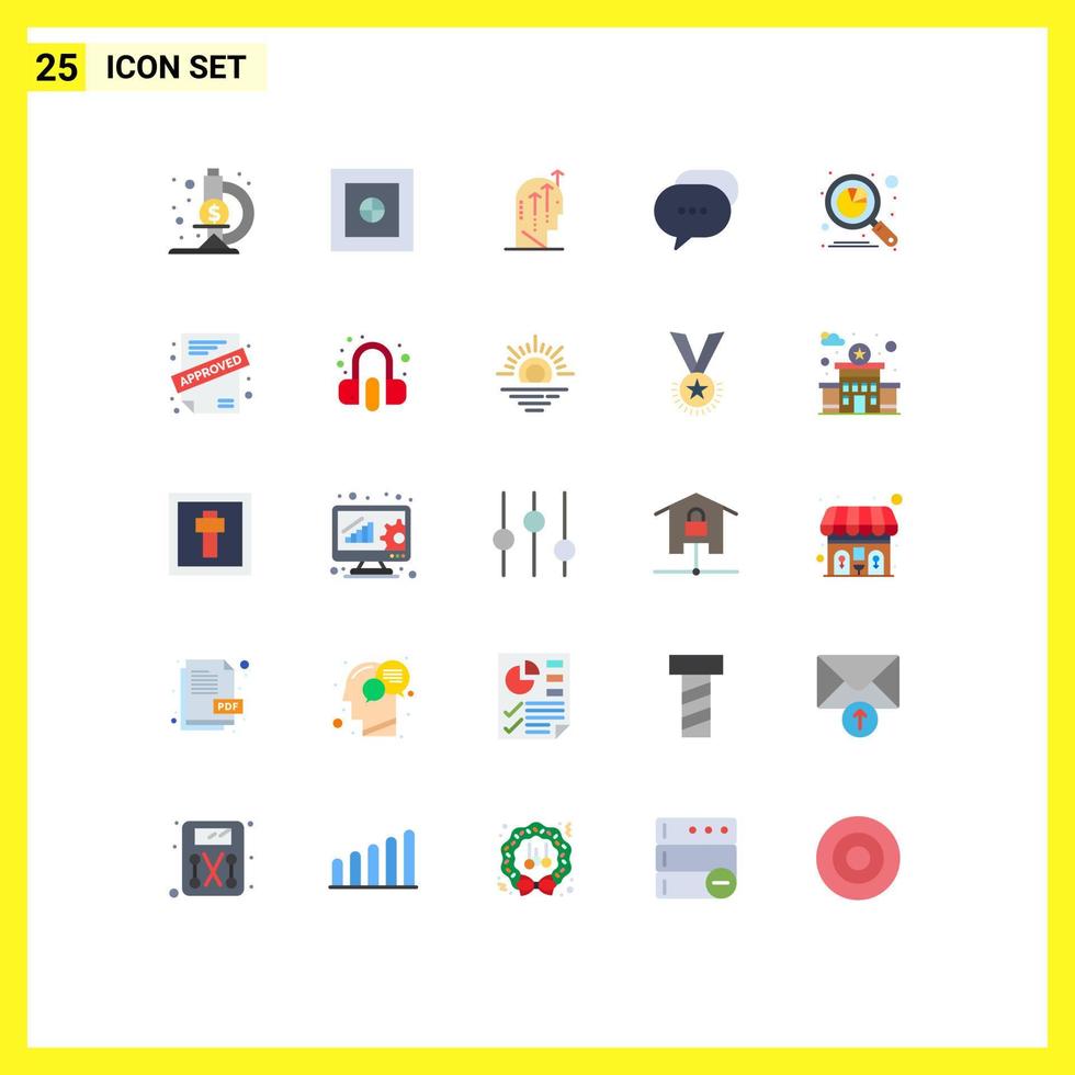Editable Vector Line Pack of 25 Simple Flat Colors of data analysis human bubble conversation Editable Vector Design Elements