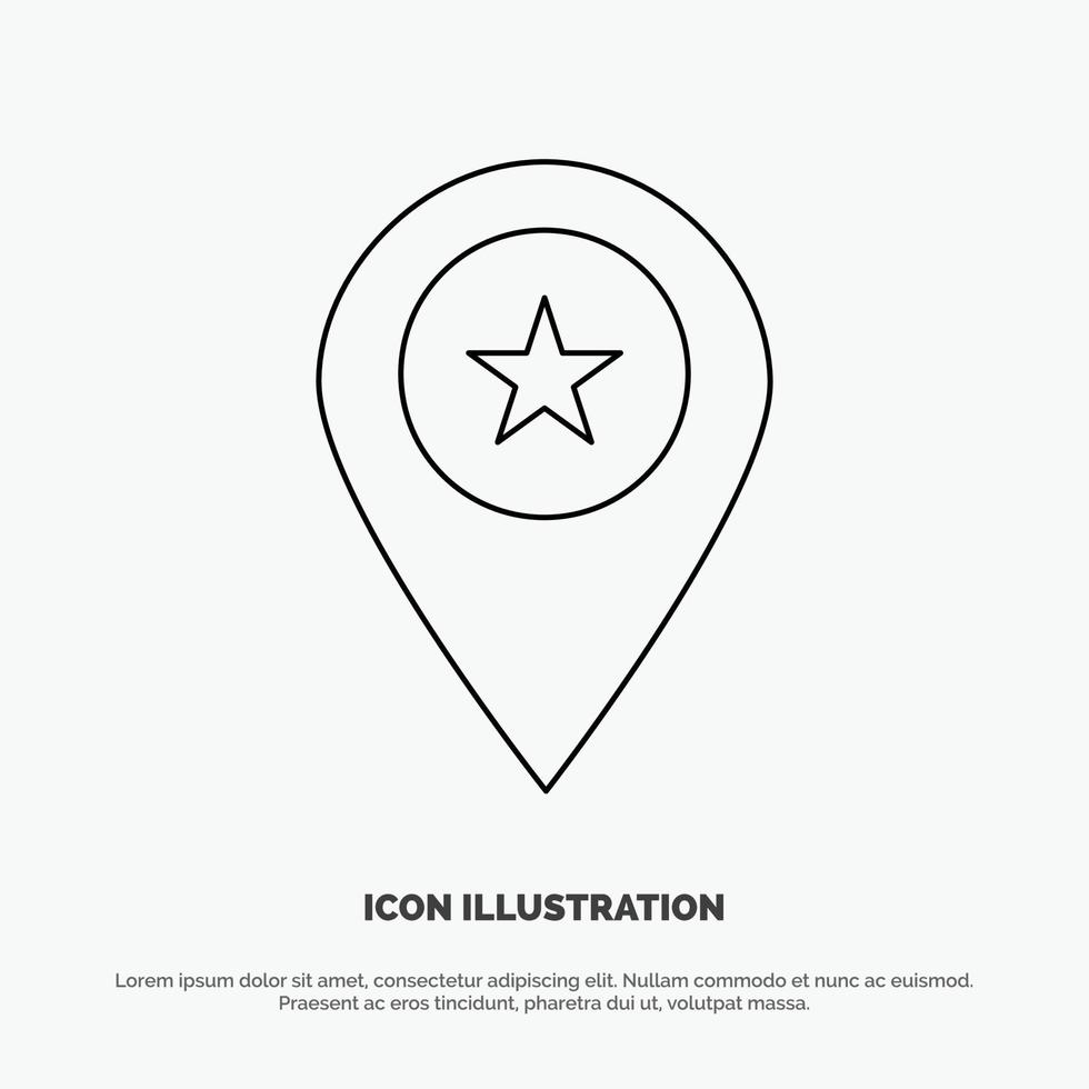 estrella ubicación mapa marcador pin línea icono vector