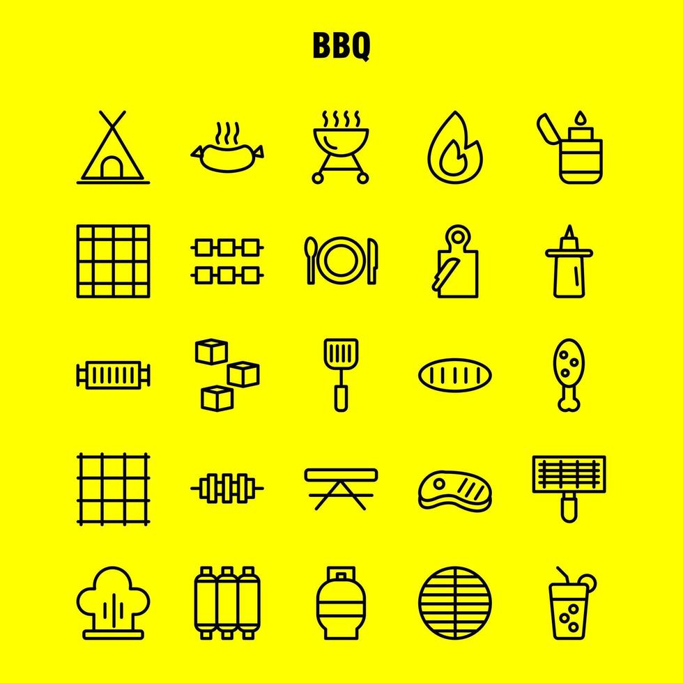 Bbq Line Icon Pack For Designers And Developers Icons Of Barbecue Bbq Food Sausage Glass Drink Bbq Lemon Vector