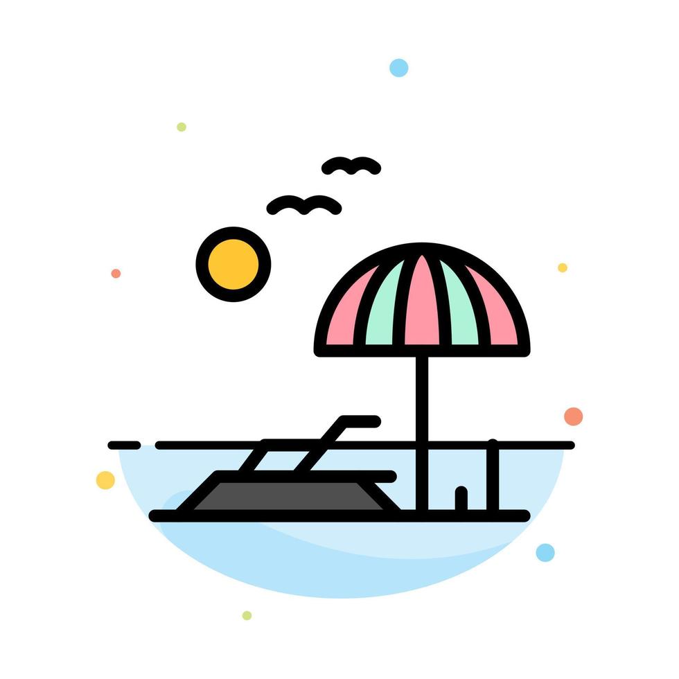 Beach Palm Tree Spring Abstract Flat Color Icon Template vector