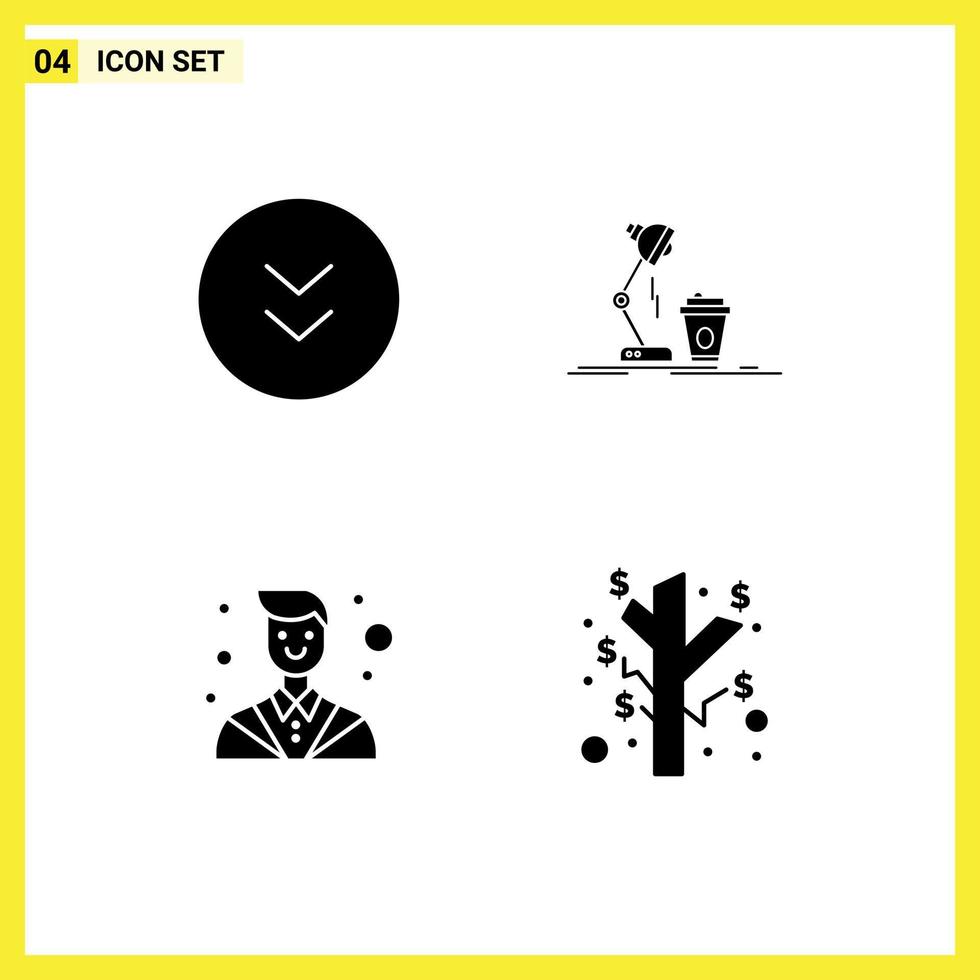 User Interface Pack of 4 Basic Solid Glyphs of arrows attorney download coffee employee Editable Vector Design Elements