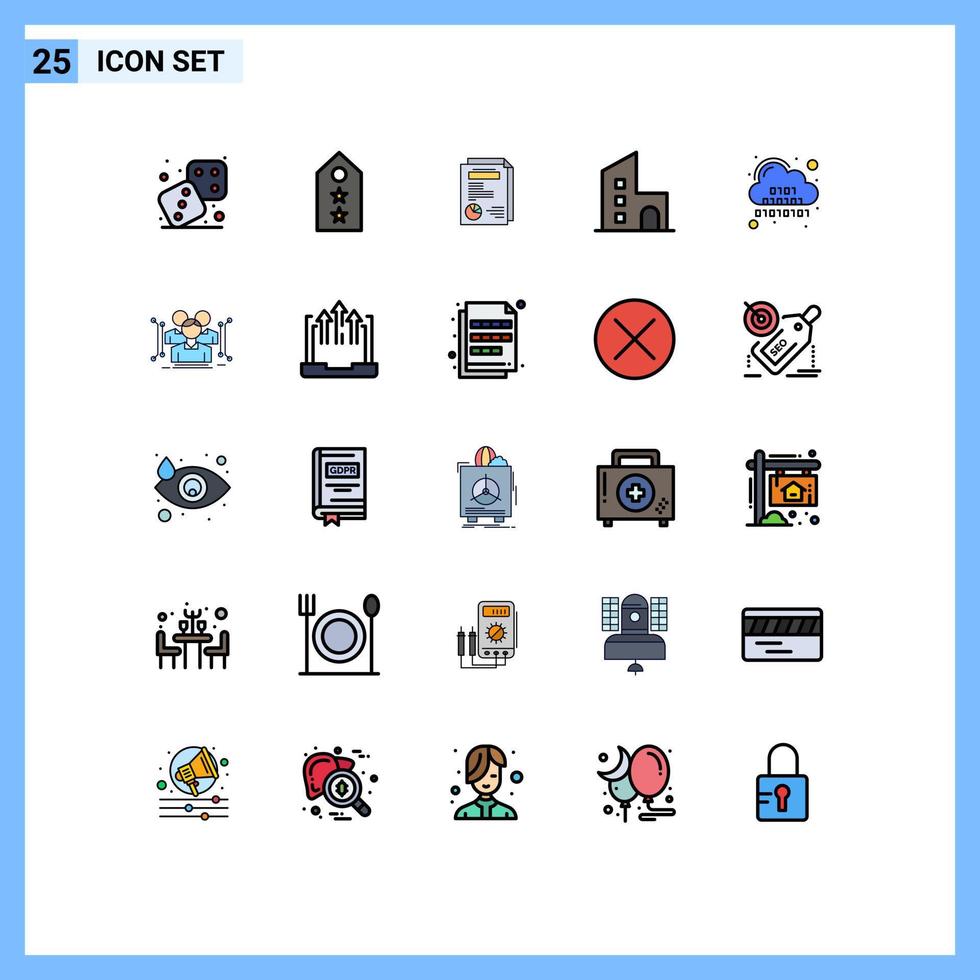 Group of 25 Filled line Flat Colors Signs and Symbols for property estate two building presentation Editable Vector Design Elements