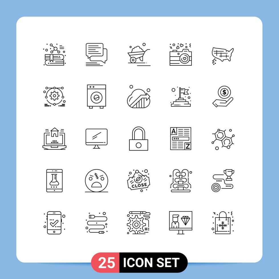 25 Creative Icons Modern Signs and Symbols of valentine love bubble camera truck Editable Vector Design Elements