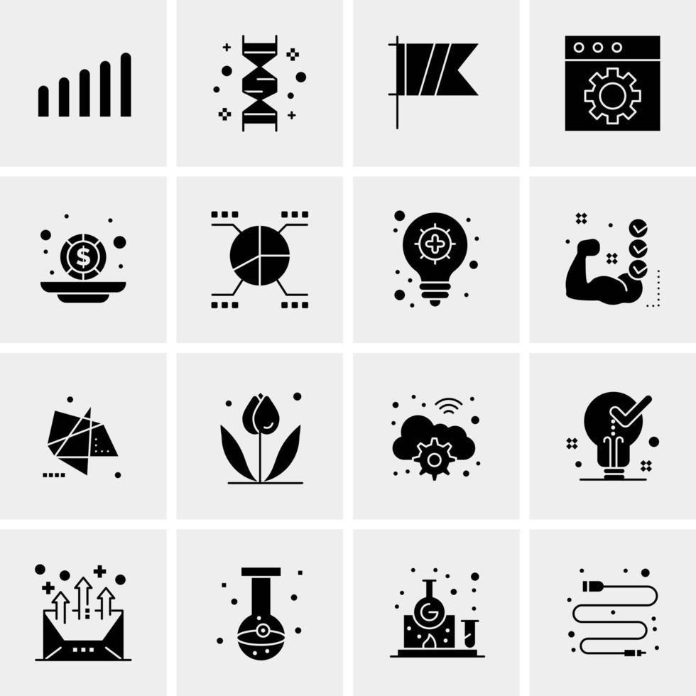 16 iconos de negocios universales vector ilustración de icono creativo para usar en proyectos relacionados con la web y dispositivos móviles