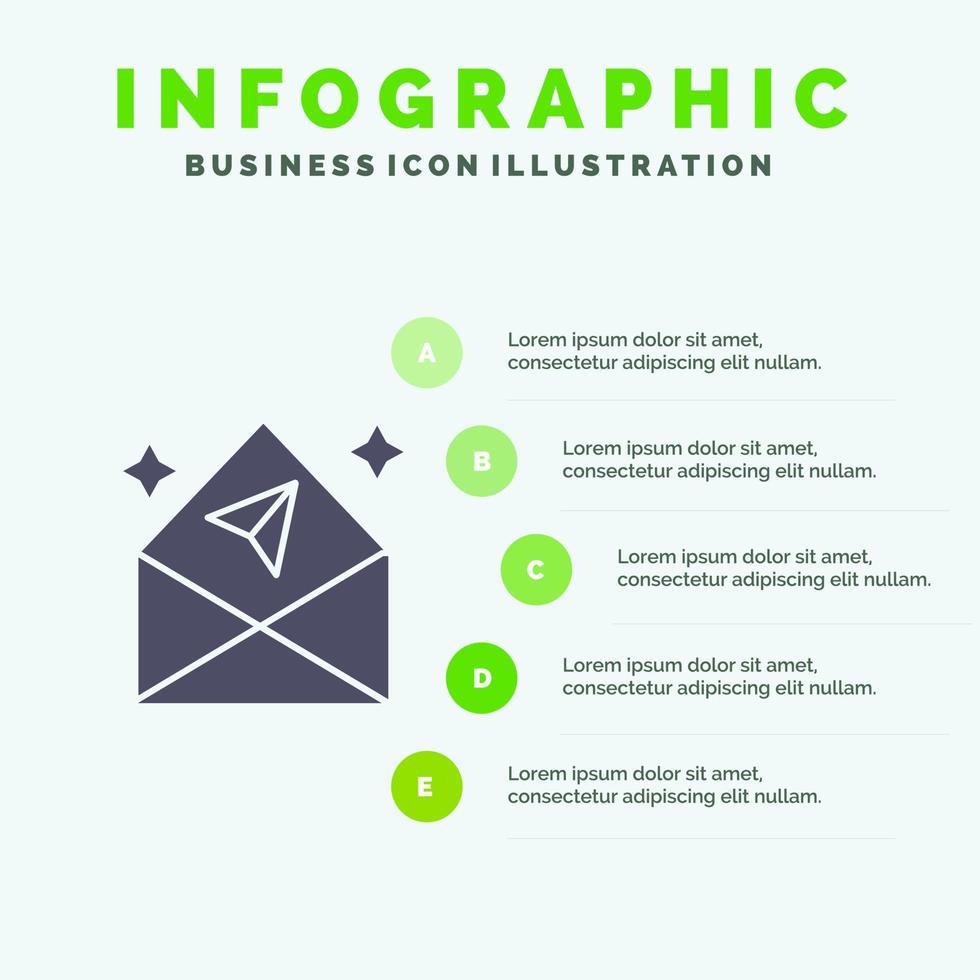 Arrow Chat Mail Open Solid Icon Infographics 5 Steps Presentation Background vector