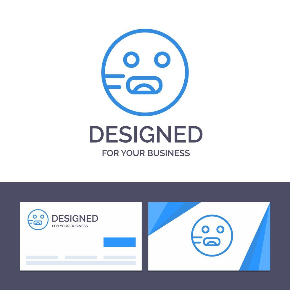Creative Business Card and Logo template Emojis Emoticon Hungry School Vector Illustration