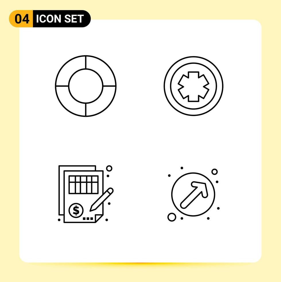 Pictogram Set of 4 Simple Filledline Flat Colors of chart document medical test money Editable Vector Design Elements