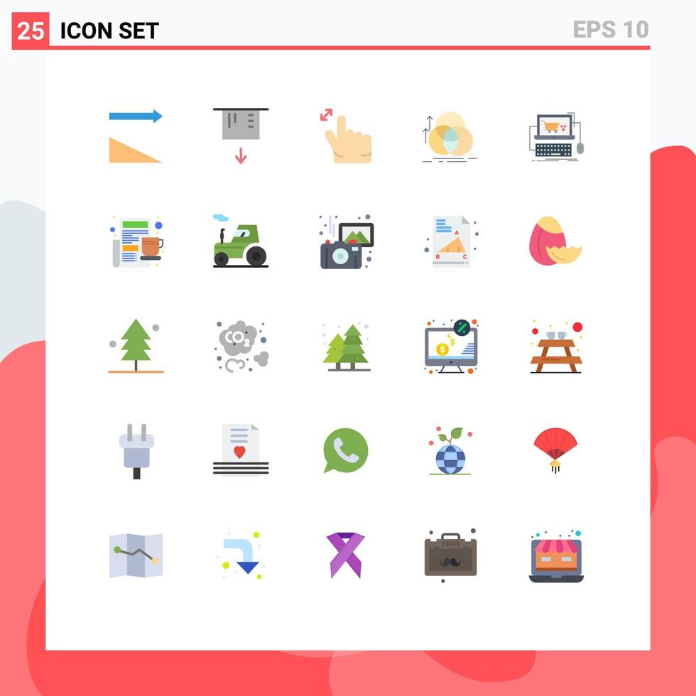 Pictogram Set of 25 Simple Flat Colors of store online zoom cart measurement Editable Vector Design Elements