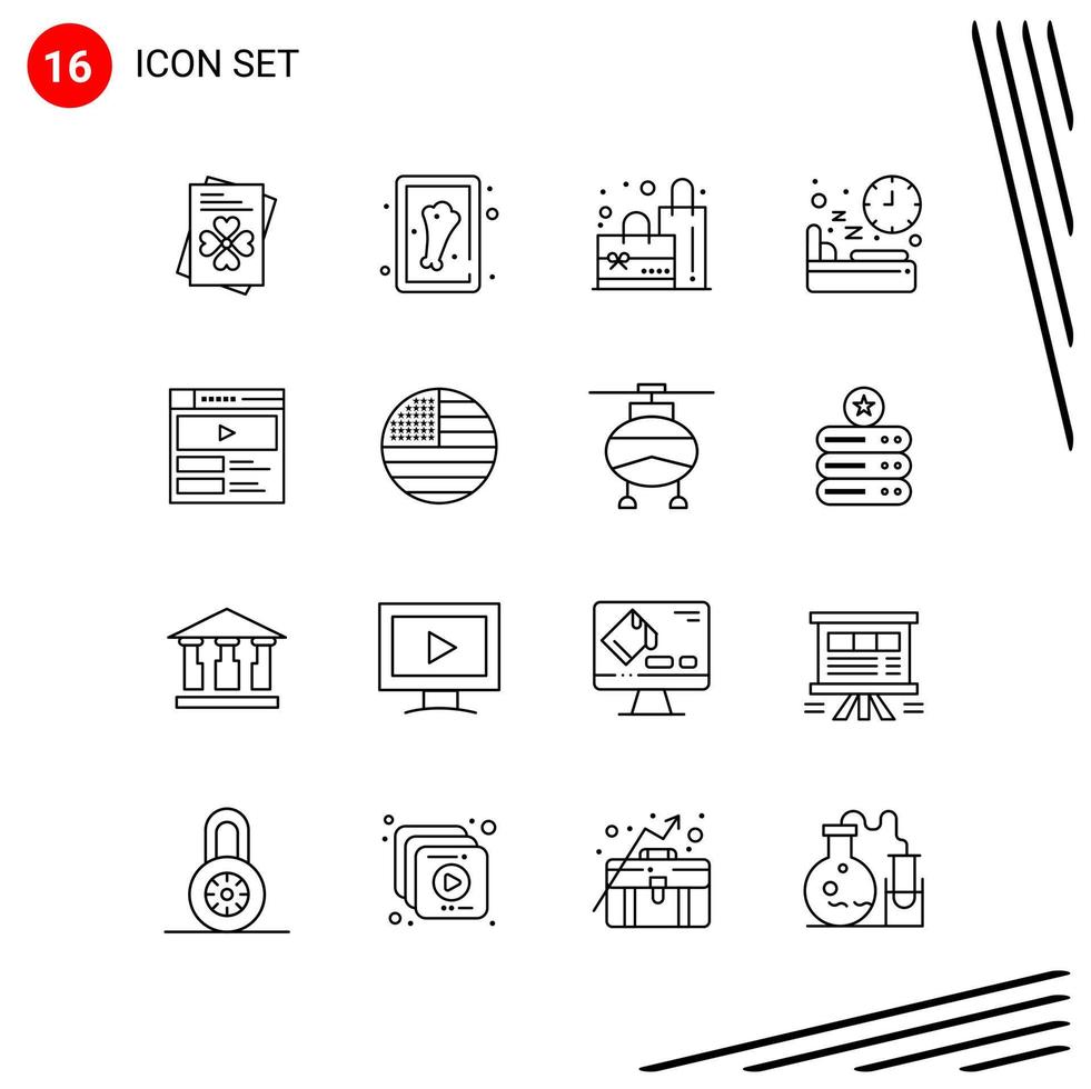 Collection of 16 Vector Icons in Line style Pixle Perfect Outline Symbols for Web and Mobile Line Icon Signs on White Background 16 Icons Creative Black Icon vector background