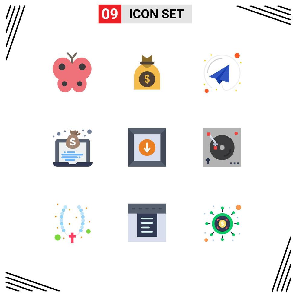 Universal Icon Symbols Group of 9 Modern Flat Colors of product box email money economy Editable Vector Design Elements