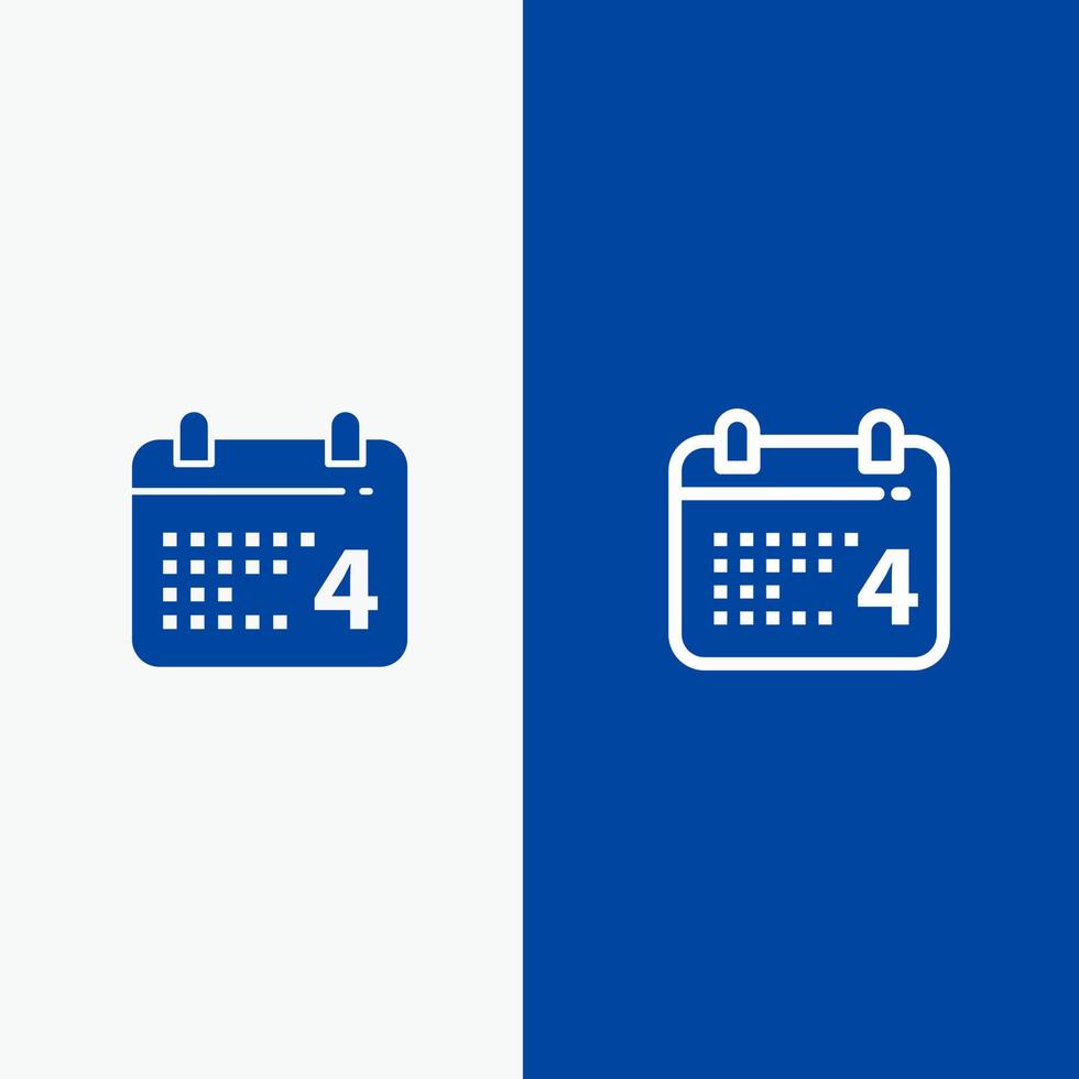 Calendar Day Date American Line and Glyph Solid icon Blue banner Line and Glyph Solid icon Blue banner vector