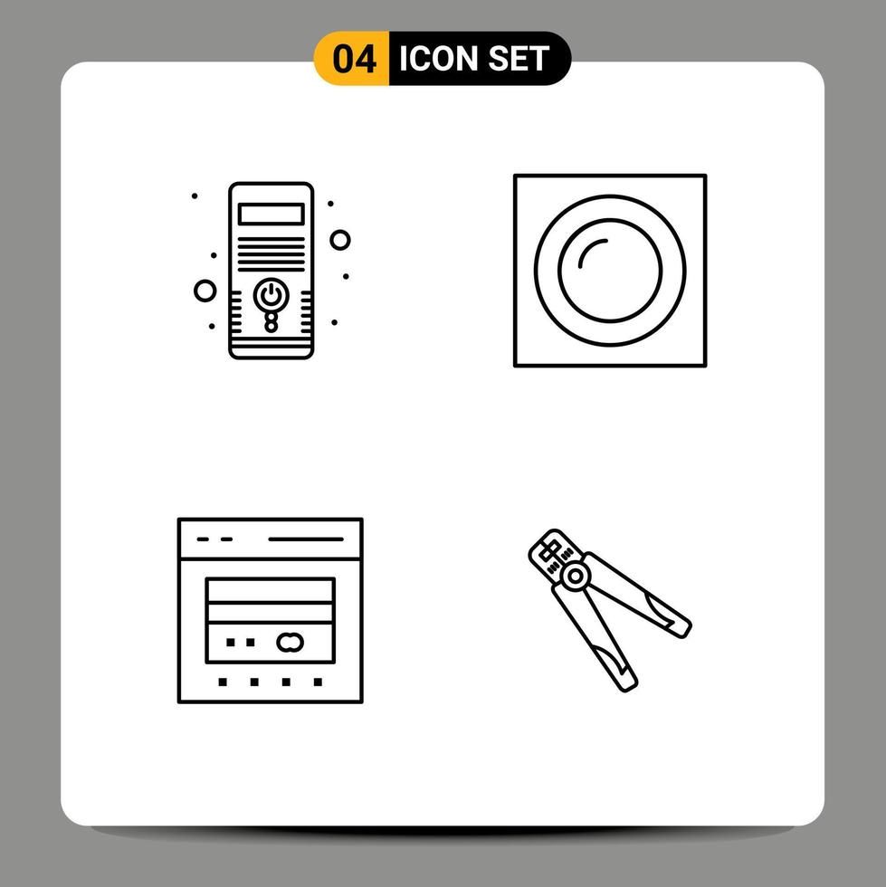 Pictogram Set of 4 Simple Filledline Flat Colors of computer cash system light ecommerce Editable Vector Design Elements