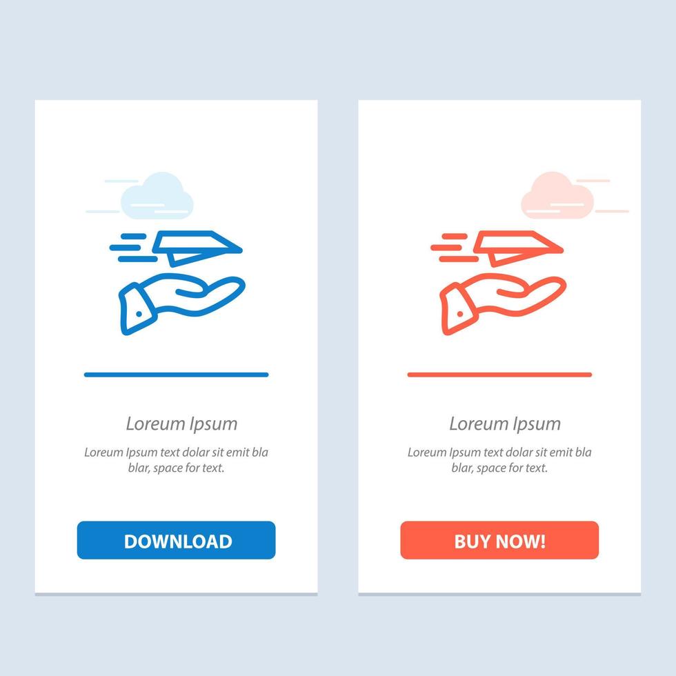 Hand Mail Paper Plane Plane Receive  Blue and Red Download and Buy Now web Widget Card Template vector