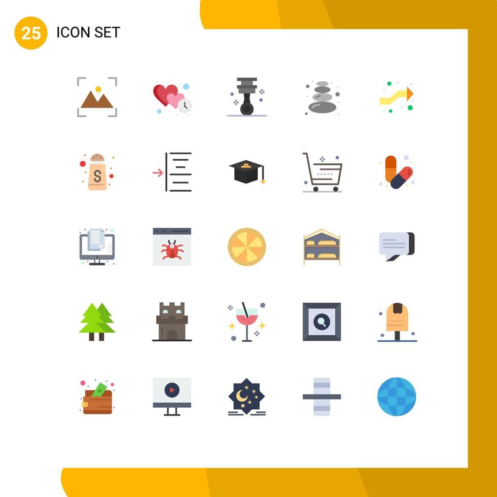 Modern Set of 25 Flat Colors Pictograph of intersect stone dating lotus tools Editable Vector Design Elements