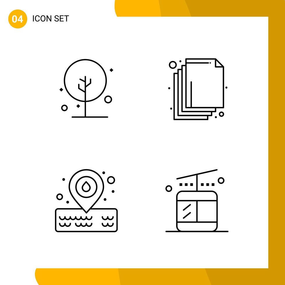 4 Icon Set Line Style Icon Pack Outline Symbols isolated on White Backgound for Responsive Website Designing Creative Black Icon vector background