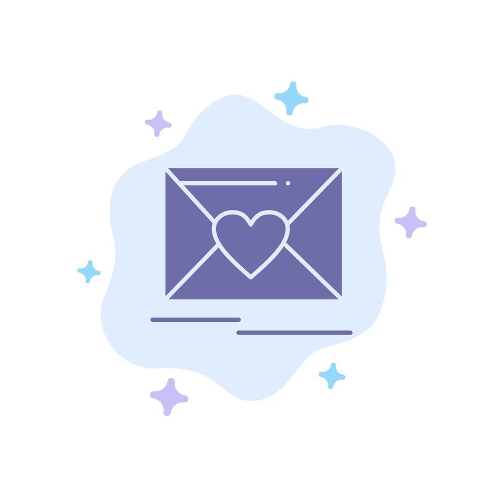 Mail Love Heart Wedding Blue Icon on Abstract Cloud Background vector