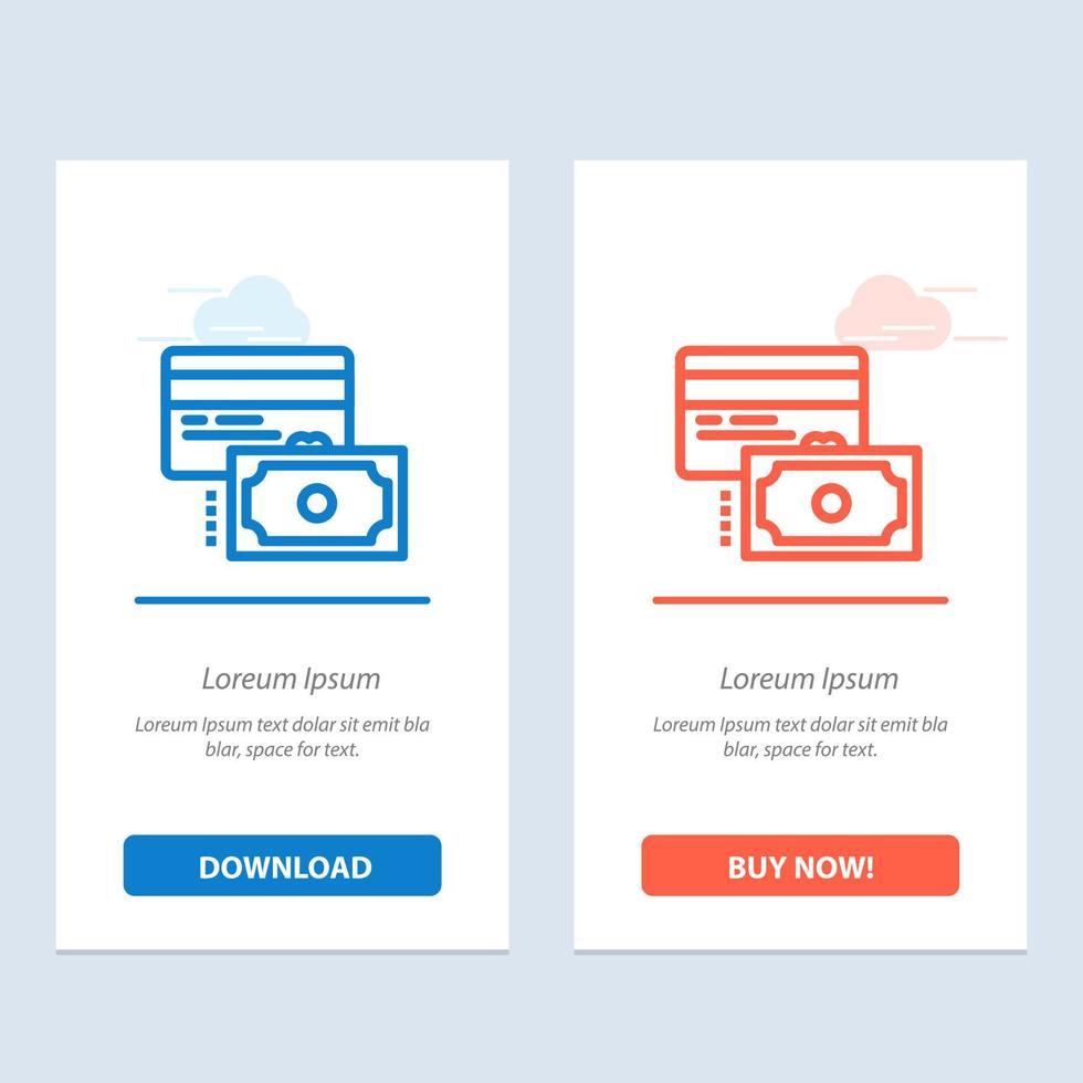 Card Credit Payment Money  Blue and Red Download and Buy Now web Widget Card Template vector