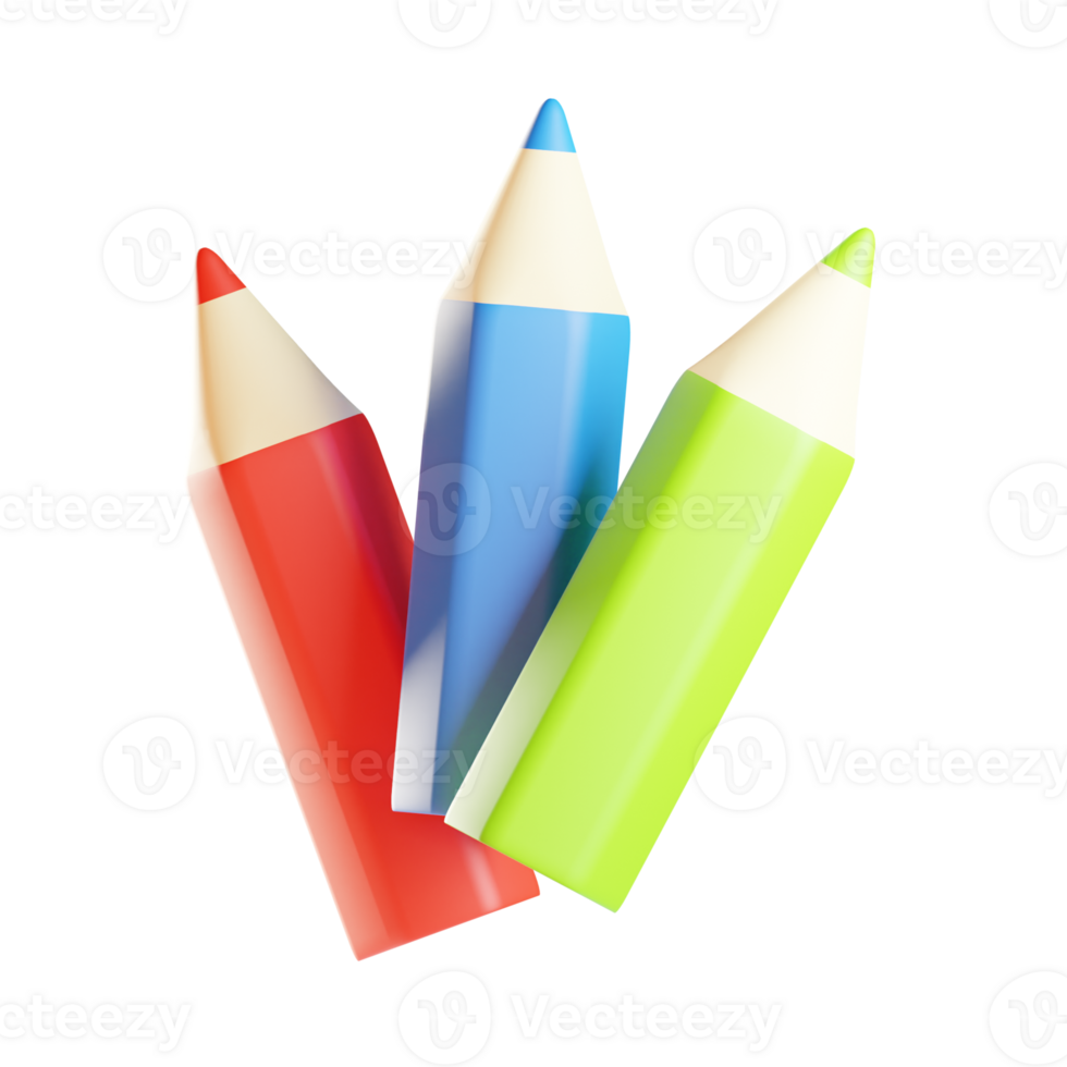 colored pencils 3d illustration png