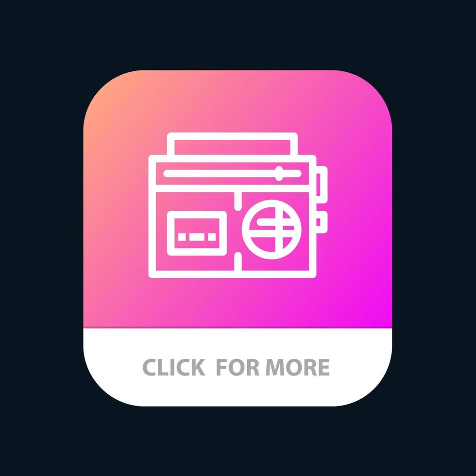 Tape Radio Music Media Mobile App Button Android and IOS Line Version vector