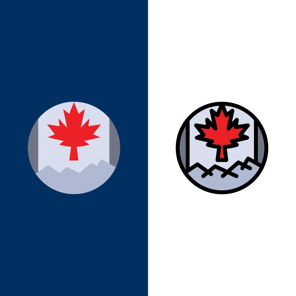 Canada Leaf Flag  Icons Flat and Line Filled Icon Set Vector Blue Background