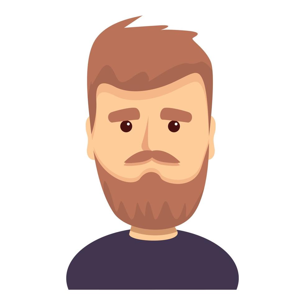 Bearded funny guy icon, cartoon style vector