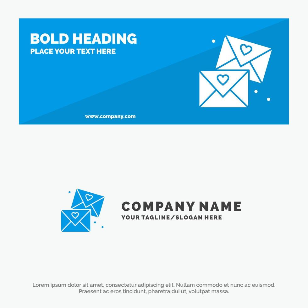 Email Love Glasses Wedding SOlid Icon Website Banner and Business Logo Template vector