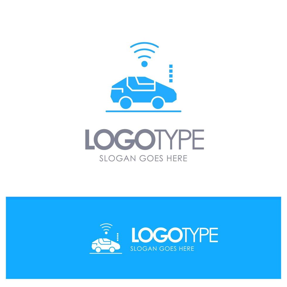 auto coche wifi señal azul sólido logo con lugar para eslogan vector