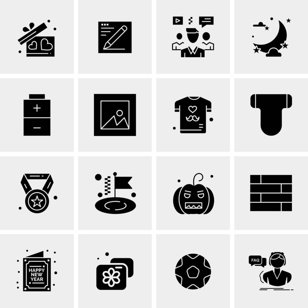 16 iconos de negocios universales vector ilustración de icono creativo para usar en proyectos relacionados con la web y dispositivos móviles