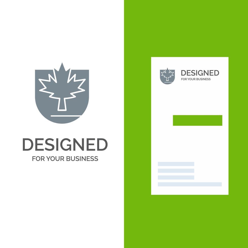 Security Leaf Canada Shield Grey Logo Design and Business Card Template vector