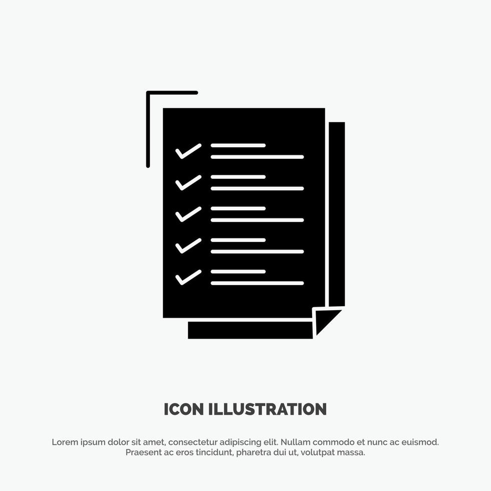Checklist To Do List Work Task Notepad solid Glyph Icon vector