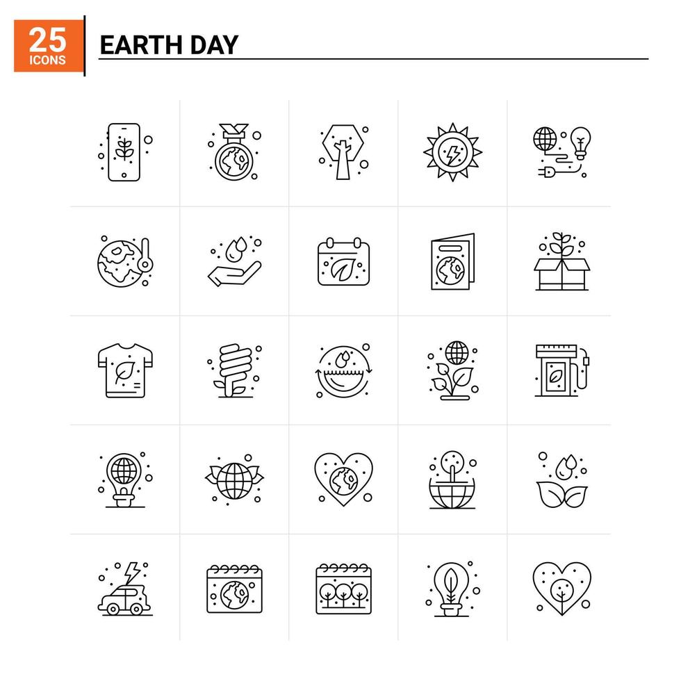 25 Earth Day icon set vector background