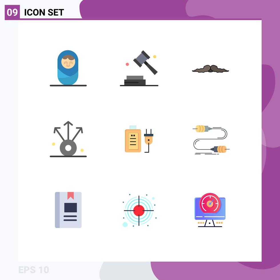 Pack of 9 Modern Flat Colors Signs and Symbols for Web Print Media such as education charge movember battery export Editable Vector Design Elements