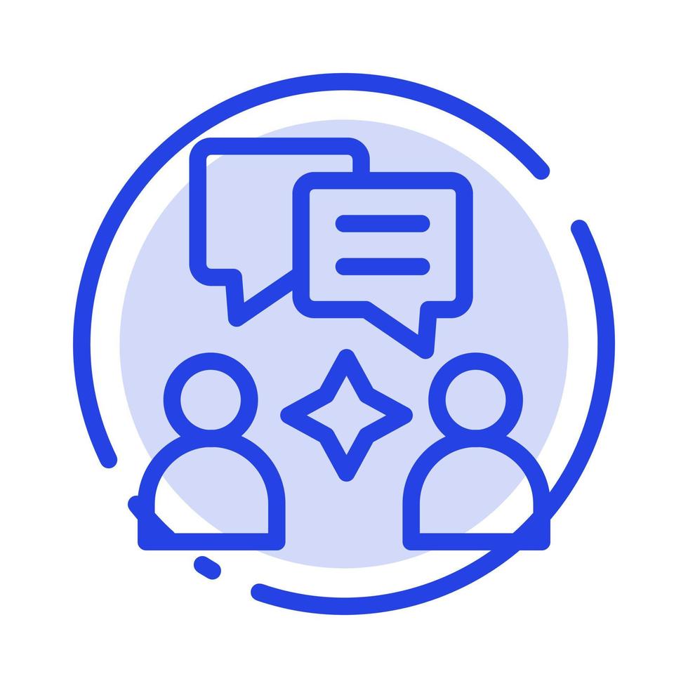 Man Group Chatting Blue Dotted Line Line Icon vector