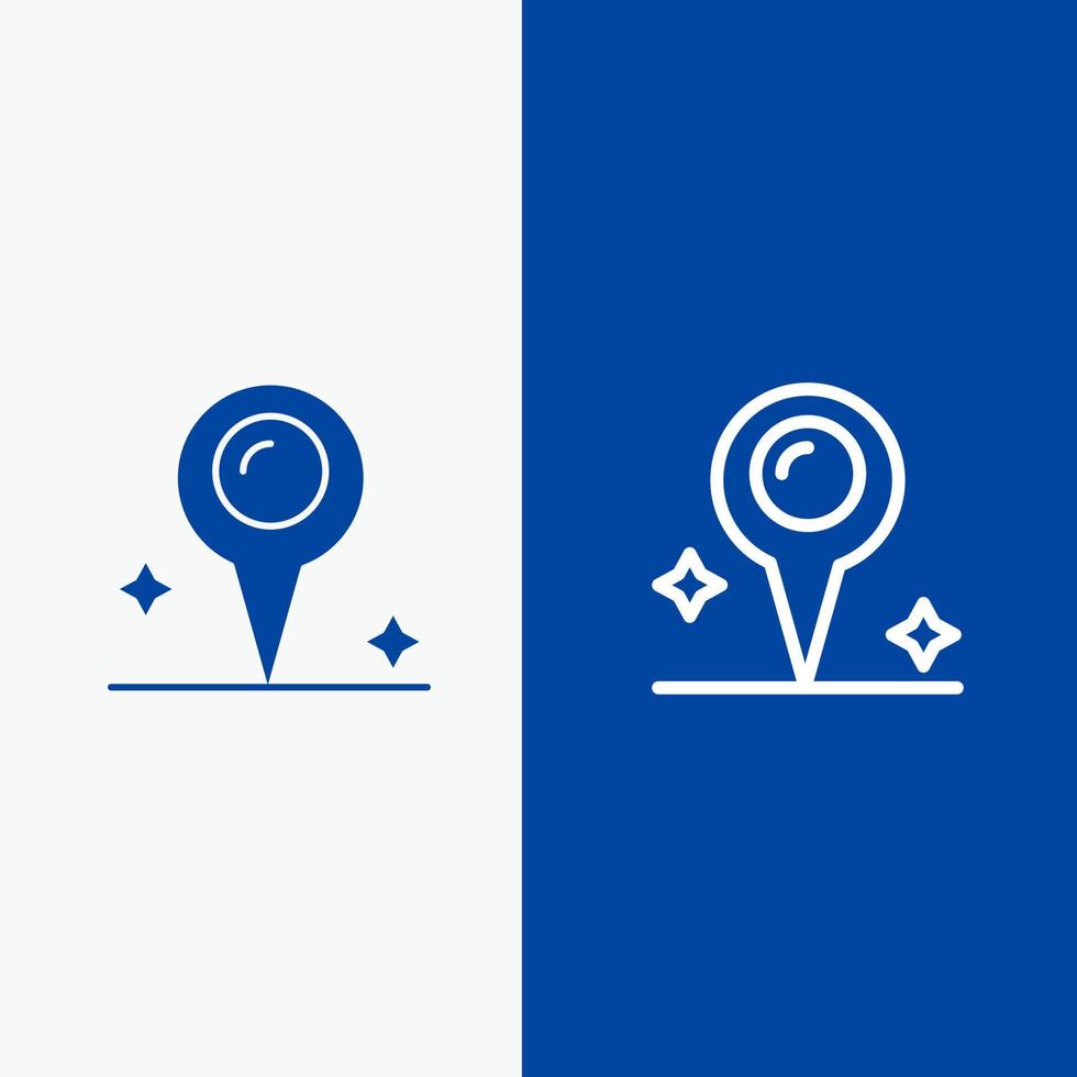 Map Location Marker Line and Glyph Solid icon Blue banner Line and Glyph Solid icon Blue banner vector