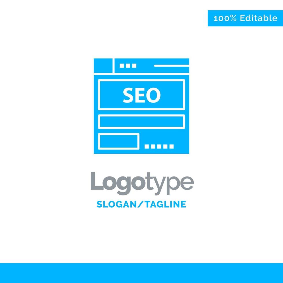 Website Server Data Hosting Seo Tech Blue Solid Logo Template Place for Tagline vector