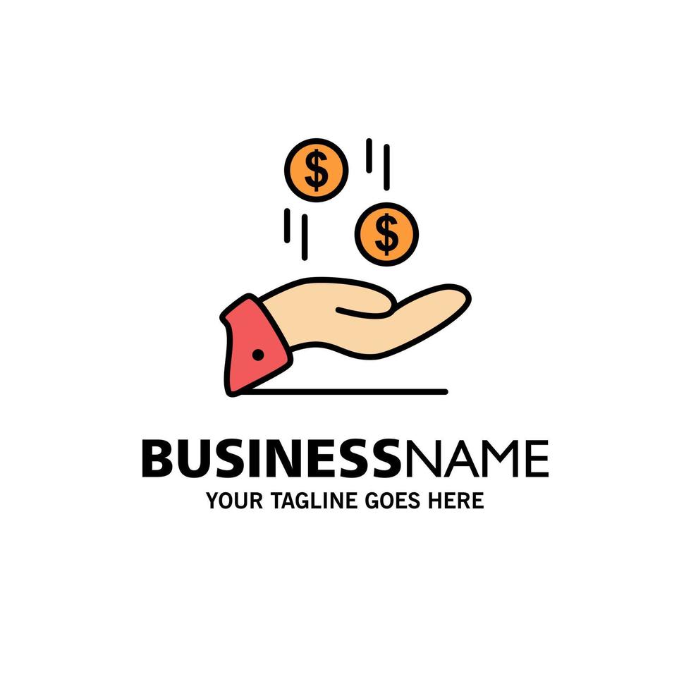 Hand Dollar Money Currency Charity Business Logo Template Flat Color vector