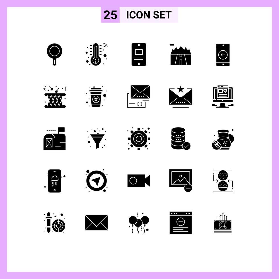 Set of 25 Modern UI Icons Symbols Signs for left mobile online application scenery Editable Vector Design Elements